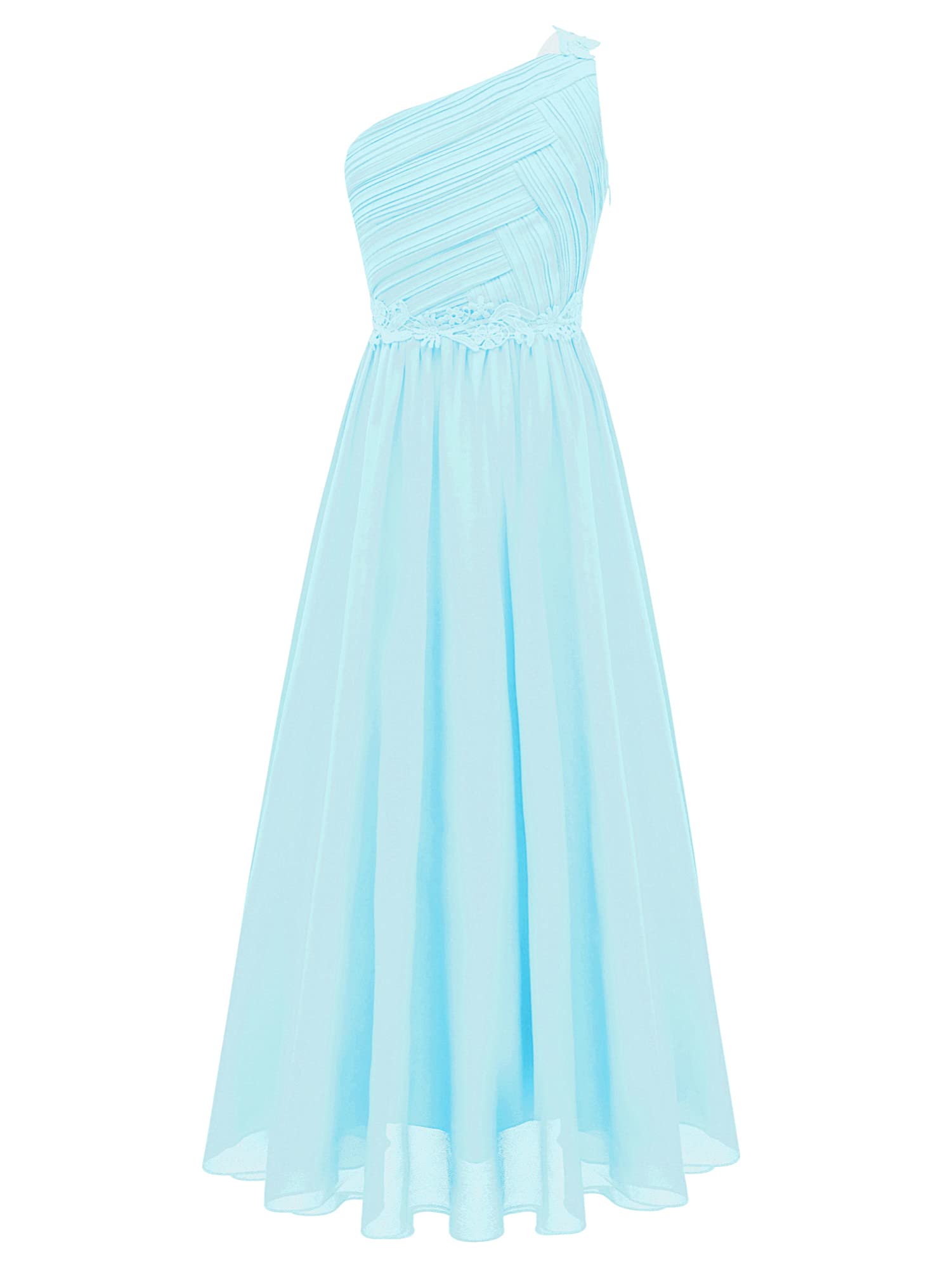 IEFIEL Vestido Largo de Fiesta Boda para Flores Niña Vestido Elegante de Gasa Plisada Sólido Vestido Princesa de Cumpleaños Bola Cóctel 4-16 Años