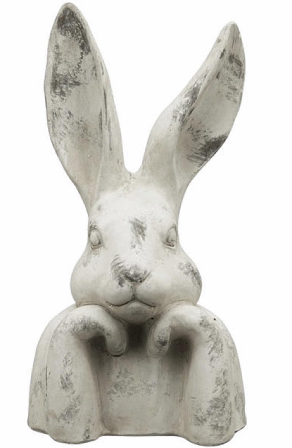 EXNER putziger origineller Osterhase als Büste Poly cremeweiß-grau matt gefleckte Shabby Vintage Optik
