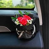 Mini Rose Bouquet Car Vent Clip Air Freshener, Small Artificial Flowers Car Accessories, Reusable Essential Perfume Diffuser with Lemon & Blank Pad, Dashboard Soap Floral Decor, Gift for Car(Style P)