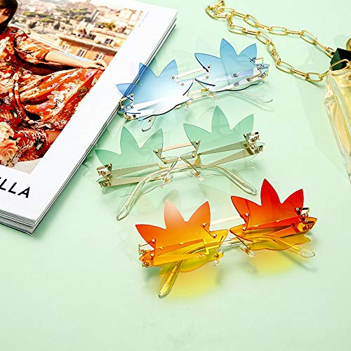 Image of Vintage Punk Sunglasses Men Women 2020 Fashion Colorful Rimless Leaf-shaped Sun Glasses