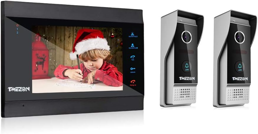 TMEZON 7 Inch Wifi/Wired IP Video Door Phone Doorbell Intercom Entry System with 2x1200TVL Wired Camera Night Vision,Support Phone Remote unlocking,Recording,Snapshot