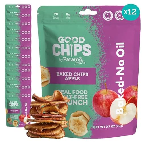 Baked Apple Chips by GOOD CHIPS! Crispy, Crunchy, Oil-Free, Healthy