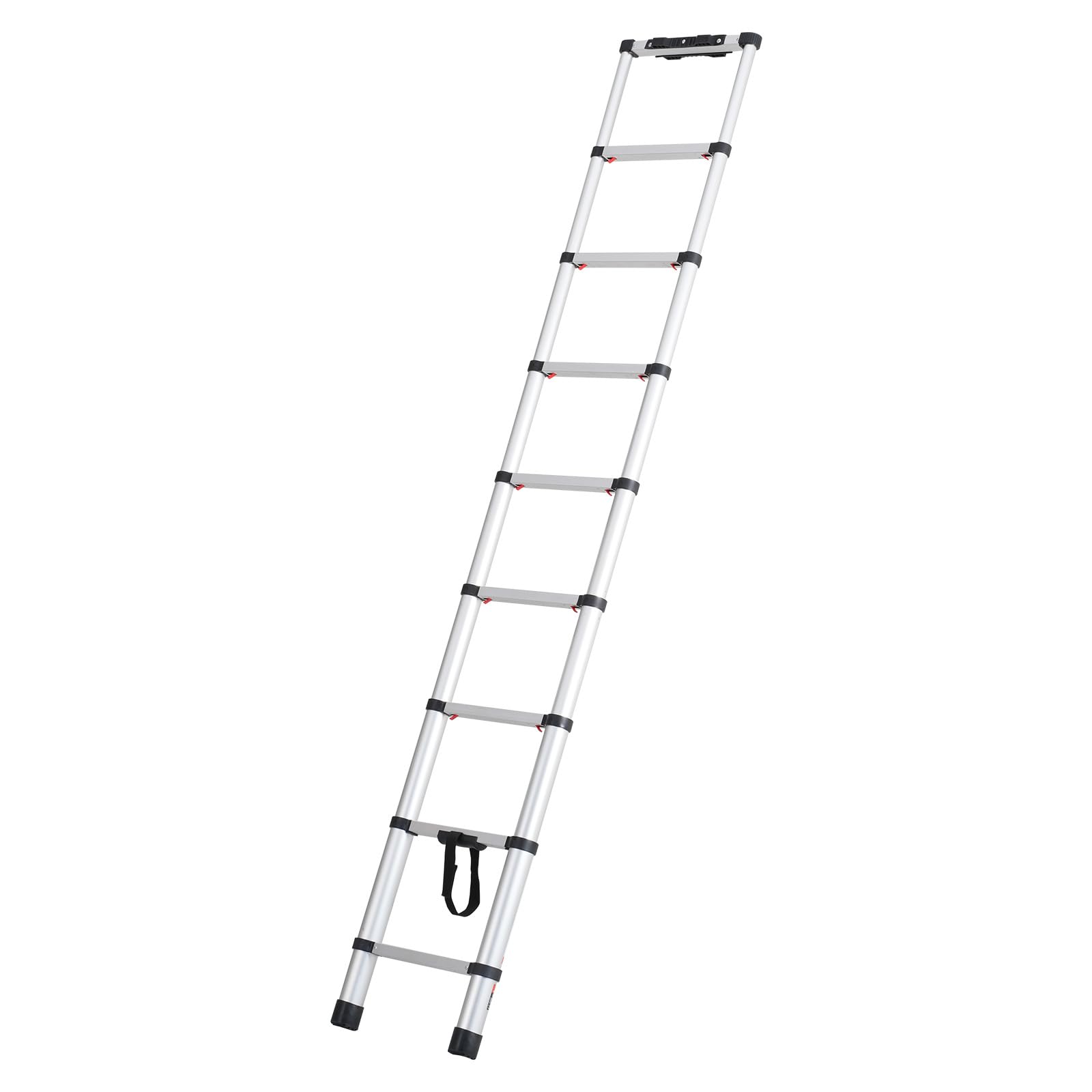 VEVOR Scala Telescopica, Scala Estensibile Leggera in Alluminio 2600 mm, Scala Pieghevole con Retrazione a un Pulsante, Capacità 170 kg con Piedini Antiscivolo, Scale Compatte per Camper Soppalco