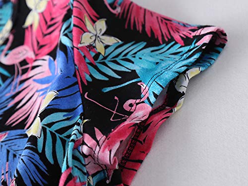 Pnaeong Women's Cotton Nightgown Casual Nights Sleepwear Short Sleeves Print Sleepshirt Xtsy001-Flamingo-L #TOP2