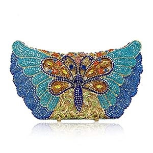 N/A Blue Diamond Crystal Butterfly Handtassen Toiletietas for dames avondpakket portemonnee feesttas (Color : As shown, Size : One size)
