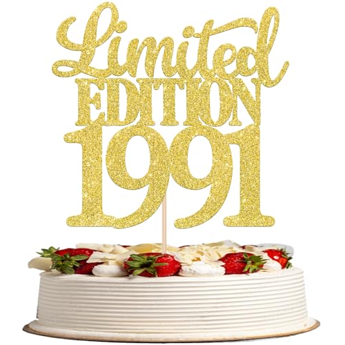 1 décoration de gâteau édition limitée 1990 à paillettes 35e anniversaire fête d'anniversaire décoration de gâteau d'anniversaire 35 ans 35 ans et fabuleuse décoration de gâteau pour hommes et femmes