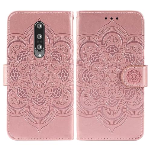 Étui portefeuille OnePlus 8 or rose rabat cuir et verre trempé - 4