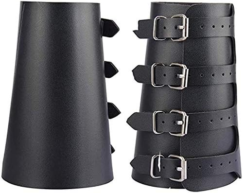 Nautical-Mart Leather Gauntlet Wristband Medieval Bracers Wrist Band Buckle Wide Bracer Arm Armor Cuff