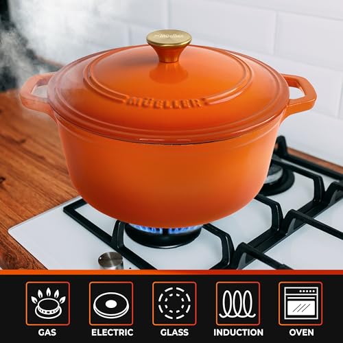 Image of MUELLER HOME 6 Quart Enameled Cast Iron Dutch Oven for Bread Baking