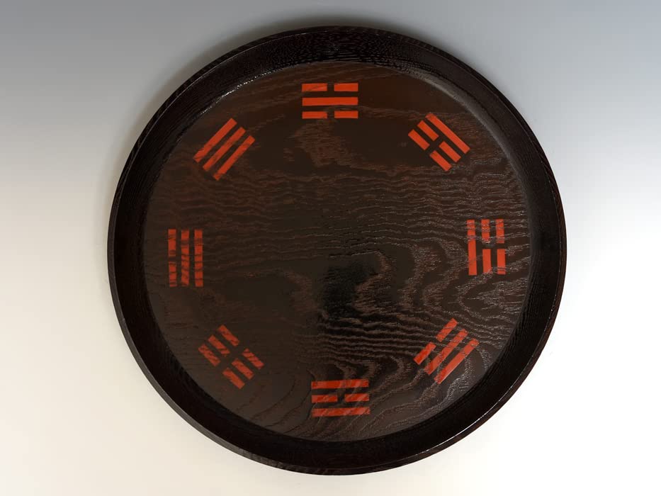 Amazon.co.jp: 掻合 朱書八卦盆 八掛盆 直径33㎝ 丸盆 塗師 本漆塗  