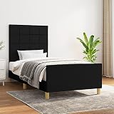 Homgoday Estructura de Cama con cabecero de Tela Negro 100x200 cm somier Camas Juveniles Dormitorio Matrimonio Completo Estructura Cama Bloques con Cuadros