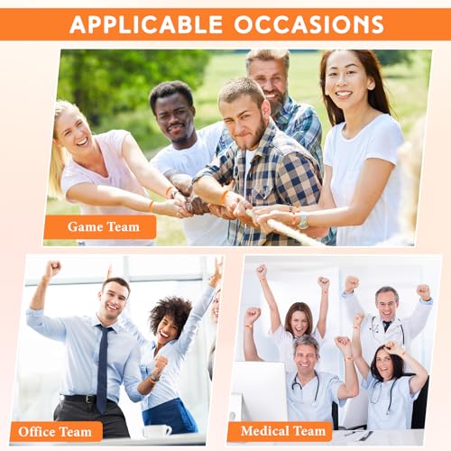 Liliful Lot de 50 bracelets élastiques en caoutchouc de silicone uni - Bracelets de sport pour homme et femme - Cadeau de fête (orange et blanc) – vue 5