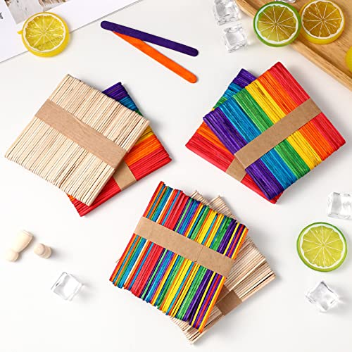 EXCEART 400Pcs Colorful Craft Sticks,Natural Wood Craft Sticks, Wooden Ice Pop,Ice Cream Sticks - Image 4