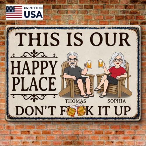 Pawfect House Gifts This Is Our Happy Place Personalized Metal Sign
