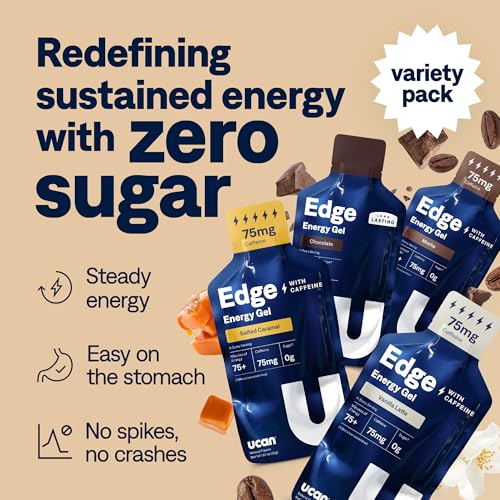 Image of UCAN Edge Energy Gel Shots, Caffeine Variety Pack (12, 2 Ounce Packets) for Running, Training, Workouts, Fitness, Cycling, Crossfit | Sugar-Free, Vegan, & Keto Friendly Energy
