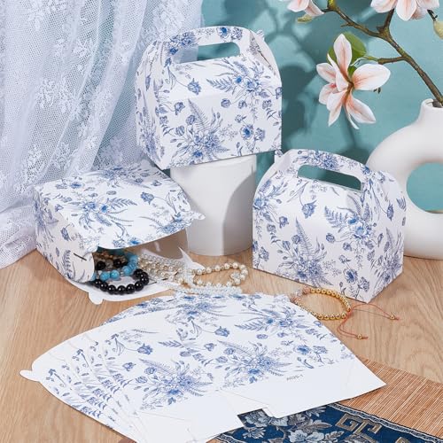 Boîtes à bonbons à imprimé floral bleu faciles à monter pour buffet de thé - 4