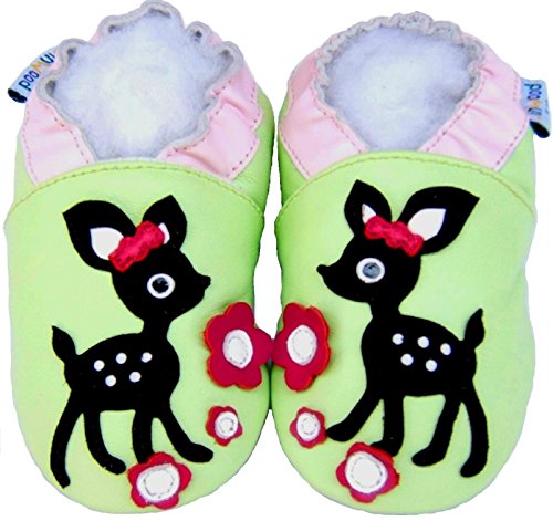 Soft Sole Leather Baby Shoes Boy Girl Infant Children Kid Toddler Crib First Walk Gift Deer Green (18-24month, Green)