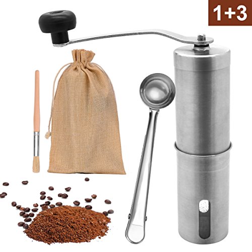 LUWANZ Kaffeemühle manuell Kaffeemühle Hand mit Keramikmahlwerk 1 Kaffeemühle + 1 Kaffeedosierlöffel Edelstahl + 1… – Bild 8