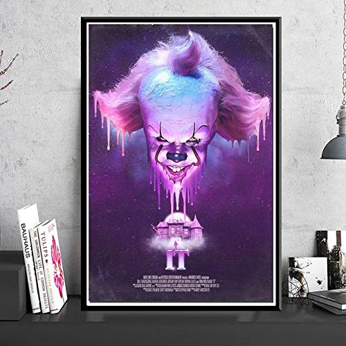 cuadros decoracion salon listones de madera|60x90cm|Frameloos Película de terror Stephen King Pennywise Thriller Clásico Pintura al óleo