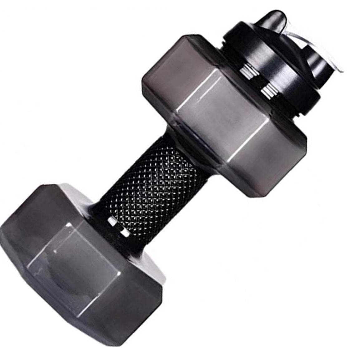 Onsinic Men's Black Fitness Water Bottle 2.2L Dumbbell Shaped Sealed Leak Proof Kettle Sport Outdoor Portable Bottle