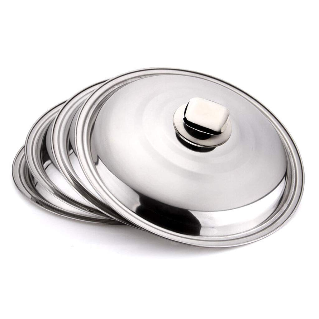 Pfannendeckel Edelstahl Wokdeckel Universal Verdickter Deckel mit Metallgriff Spiegeloberfläche Prozess Leicht zu reinigen Glasdeckel (Größe: 34cm)