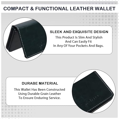 Image of JnD Notebook Card Holder Wallet - Slim, Multi-Functional, Premium Leather, RFID Blocking, Secure Closure, Compact, Durable, Stylish (Green)