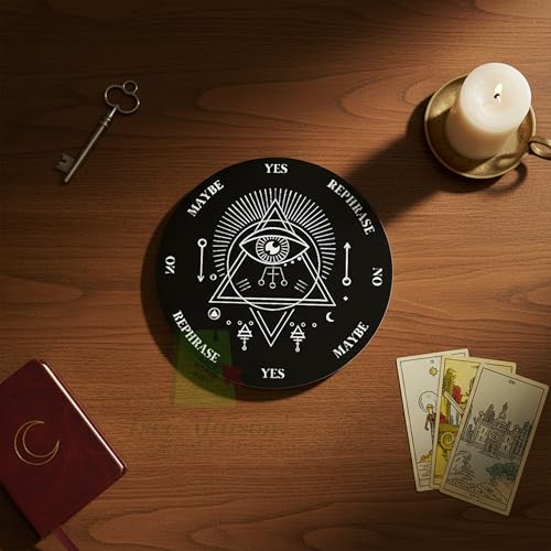 Image of Vastu Evil Eye Pendulum Board |Size- 6inch Approx | Metaphysical Message Board for Witchcraft with Brass (Pendulum Assorted) Acrylic Divination