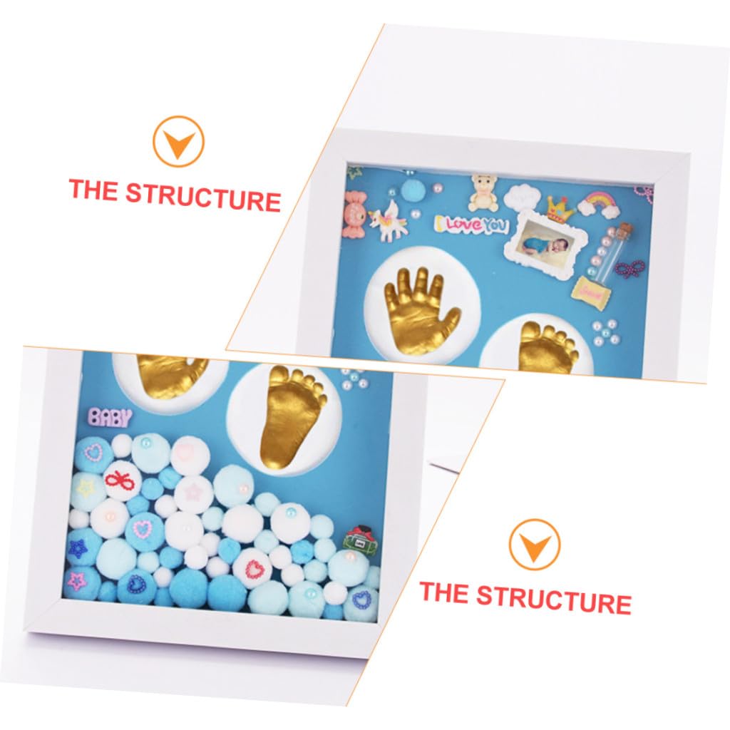 Cornice Portafoto Impronta della Mano e del Piede del Set Ricordo Battesimo in Acrilico Resistente Confezione Regalo per Shower Maschietto Kit Completo per Genitori e