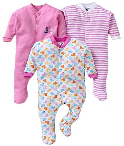 EIO100% Cotton Rompers Sleepsuits Jumpsuit Night Suits for Infants Newborn Baby Boys & Girls Pack of 3