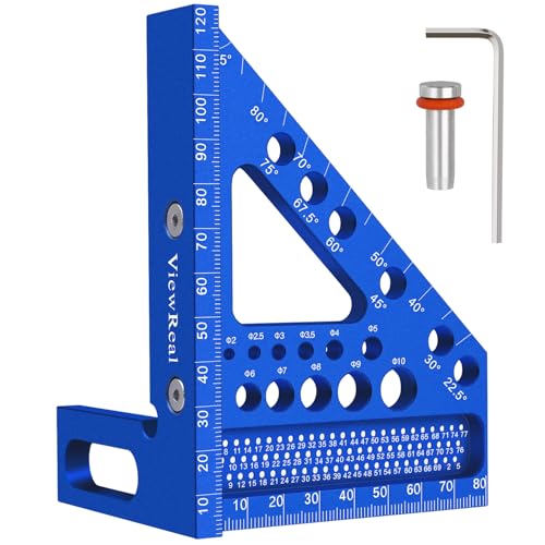 3D-Gehrungswinkel Multifunktional 22.5-90 Winkelmaß Aluminiumlegierung Hochpräzises Layout-Messwerkzeug Anreisswerkzeug Holzbearbeitungs-Messwerkzeuge für Tischler, Ingenieur Blau