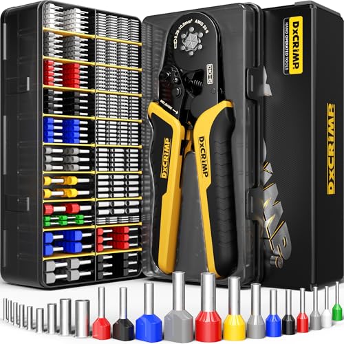 DxCRIMP Kit Pince à Sertir Cosse Électrique 0,25-10 mm², 24 Types d'Embouts