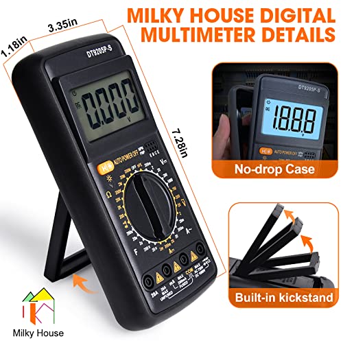 Image of Digital Multimeter Tester, Multimeter Tester Pocket Voltmeter, Multi Tester Digital, Electric Tester with Backlight LCD Data Hold, Voltage Tester Power Continuity Tester with AC /DC Ohm Volt Amp Diode