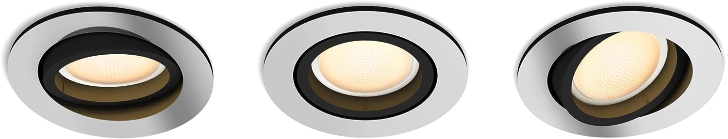 Philips Hue White Ambiance Milliskin Einbauspots 3-er Pack (1.050 lm), dimmbare Deckenlampen für das Hue Lichtsystem mit allen Weißtönen, smarte Lichtsteuerung über Sprache und App, weiß