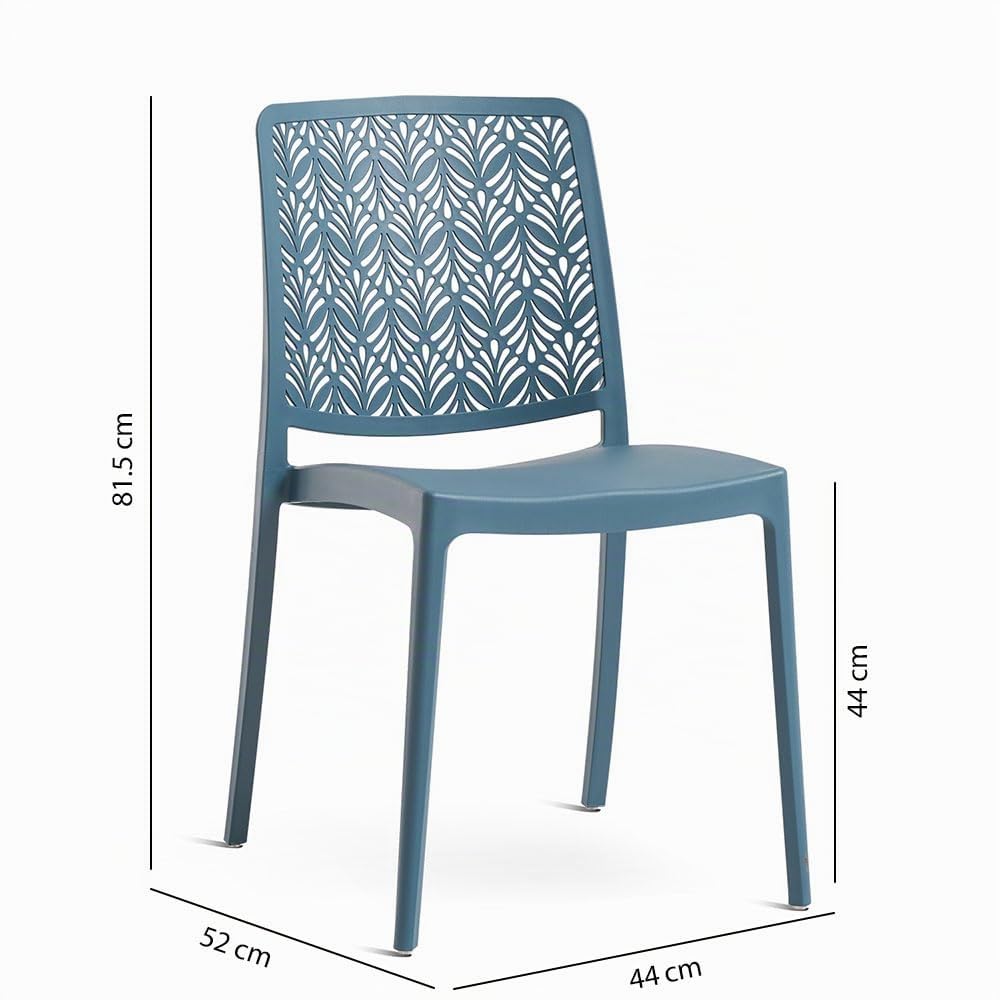 SIEDITI FUORI E DENTRO Chaises de Jardin en polypropylène avec Fibre de Verre, chaises empilables pour extérieur ou intérieur, Design Moderne et ajouré - Yara (4 chaises, Bleu pétrole)