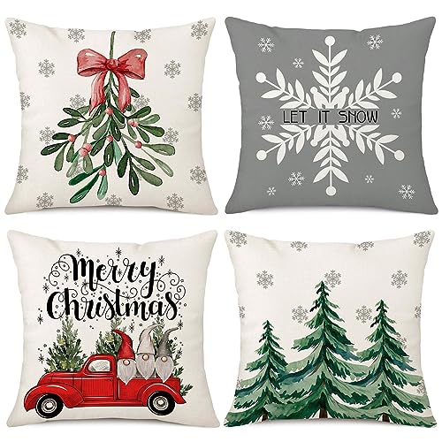 ILovDaisy Weihnachtskissenbezug 45x45 cm, 4 Stück Kissenbezug...