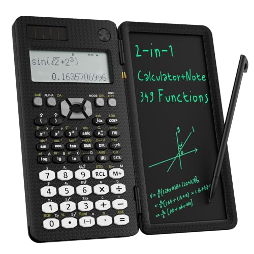 Image of 991MS 349 Functions 2-Line Display Scientific Desk Calculator with Notepad | ROATEE Scientific Calculator Back to Middle High School Supplies for Students Solar & Battery Powered, Foldable Easy to Carry