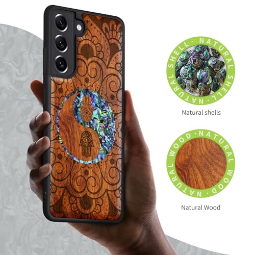 Coque Samsung S22 en bois sculpté et nacre véritable luxe unique - 2