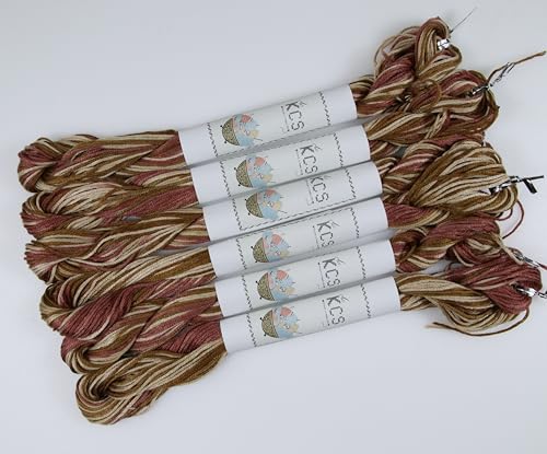 Image of KCS Big skeins of 25 Meters Size 25 Color Variegated Cross Stitch Stranded Threads,6 skeins,4140
