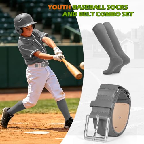 Image of XZQTIVE Baseball Softball Socks and Baseball Softball Belt Combo Set Knee-High Soccer Socks for Kids Youth Adult