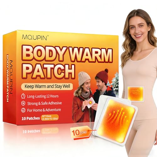 MQUPIN Paquete de 10 parches térmicos ultrafinos para espalda, cuello, hombros, almohadillas térmicas autoadhesivas activadas por aire