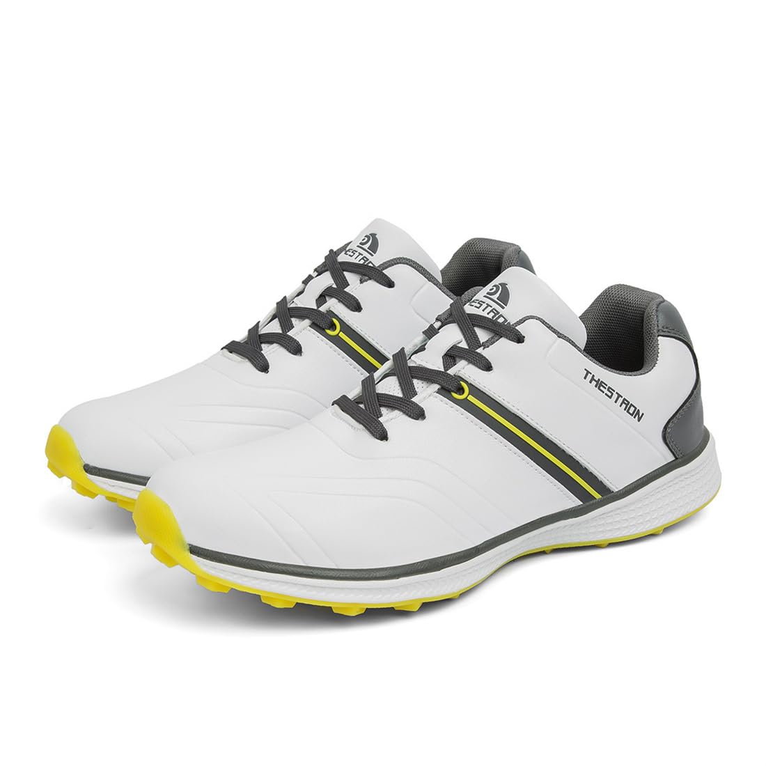 VEACAM Golf Shoes for Men, Spikeless Non-Slip Golf Sport Sneakers Water-Resistant Lightweight Comfortable Golfing Footwear,Yellow,8