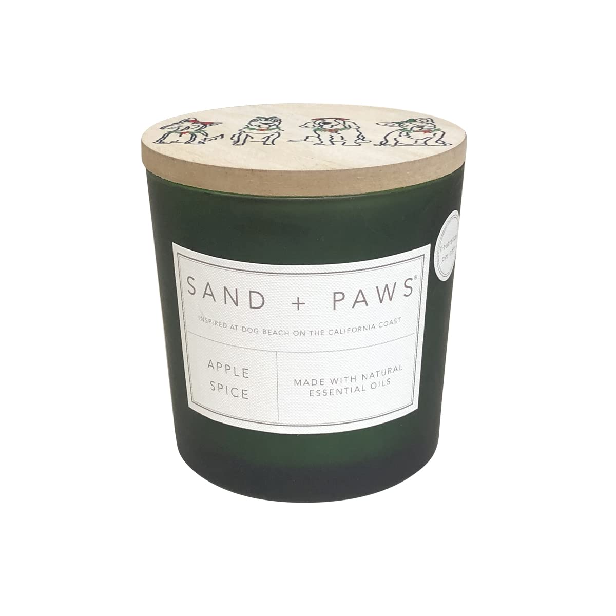 Sand + Paws Scented Candle - Apple Spice - Additional Scents and Sizes –Luxurious Air Freshening Jar Candles Neutralize pet Odors and Enhance Home décor – 100% Cotton Lead-Free Wicks - 21 oz