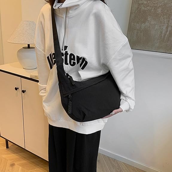 Quantifyn Bag,Women's Fashion Plain Color Nylon Crossbody Hobo Bags,Nylon Crescent Bag Crossbody2