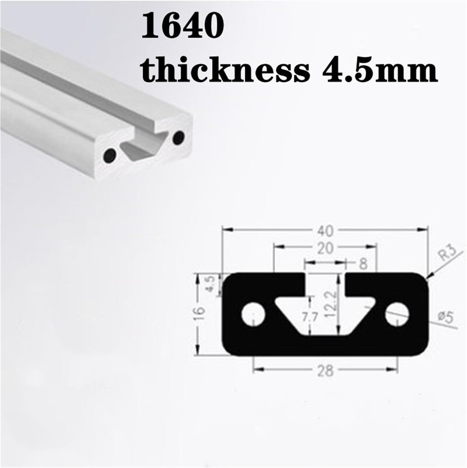 GTPBAO 1640 Profilo estruso in alluminio anodizzato argento con fessura da 8 mm, telaio guida 16x40 mm for porta scorrevole con staffa for macchina Binario estruso(850mm 33.46" long)