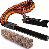 DYMOZZ Piedra de fuego con brazalete de paracord - Iniciador de fuego de ferrocerio XXL - Magnesio / encendido rápido, larga duración - Kit de supervivencia ideal para senderismo, bushcraft, camping
