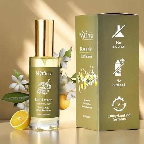 Image of Nytarra Room Mist Spray Lush Lemon | No Alcohol, No Paraben, Non Toxic, Vegan | Air Freshener, Fragrance for Home, Living Room, Washroom, Bedroom, Office | Lemon, Vetiver and Ginger