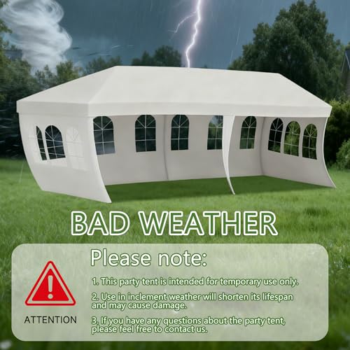 Image of 10' x 20' White Gazebo Canopy Tent Featuring 4 Removable Sidewalls, Outdoor Shade Shelter with Transparent Windows, Ideal for Parties, Backyard, Birthdays, Events, Gatherings, Patio, Birthday