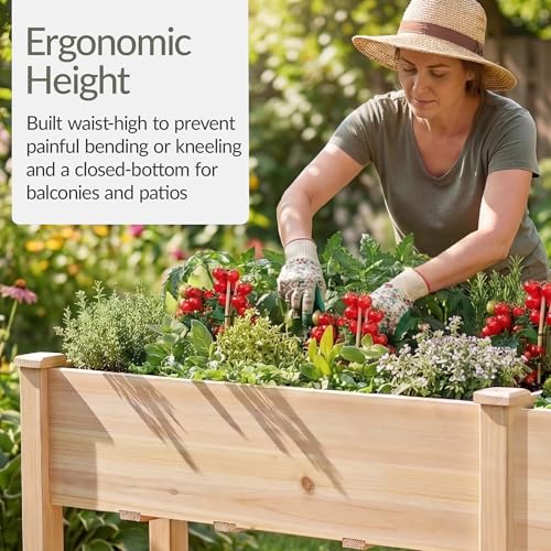 Image of Best Choice Products 72x24x30in Raised Garden Bed, Elevated Wood Planter Box Stand for Backyard, Patio, Balcony w /Divider Panel, 6 Legs, 300lb Capacity - Natural
