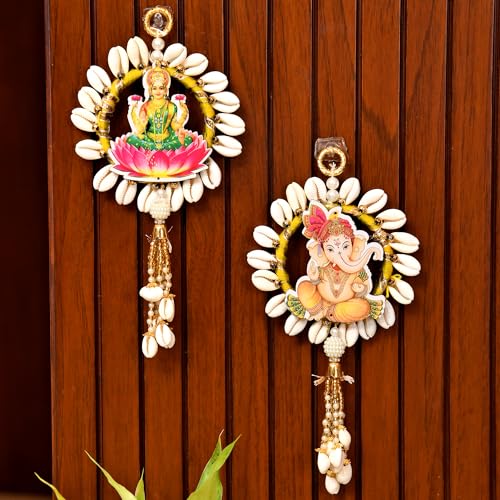 Image of CraftVatika Diwali Decoration Items, Wall Hanging for Home Decoration, Laxmi Ganesha Latkan Toran for Home Wall Door, Diwali Deepawali Gifts (22 CM Height) (2 Pieces)
