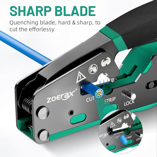 Image of RJ45 Crimping Tool Ethernet Crimp Tool Crimper, Green